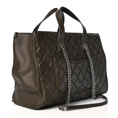 Chanel Caviar Quilted Large Casual Pocket Tote Khaki 2 of 14