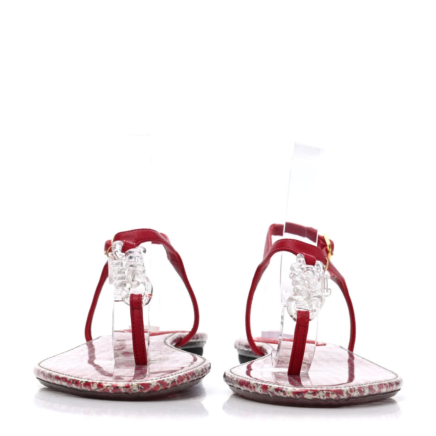 PVC Tweed CC Thong Sandals 39 Red