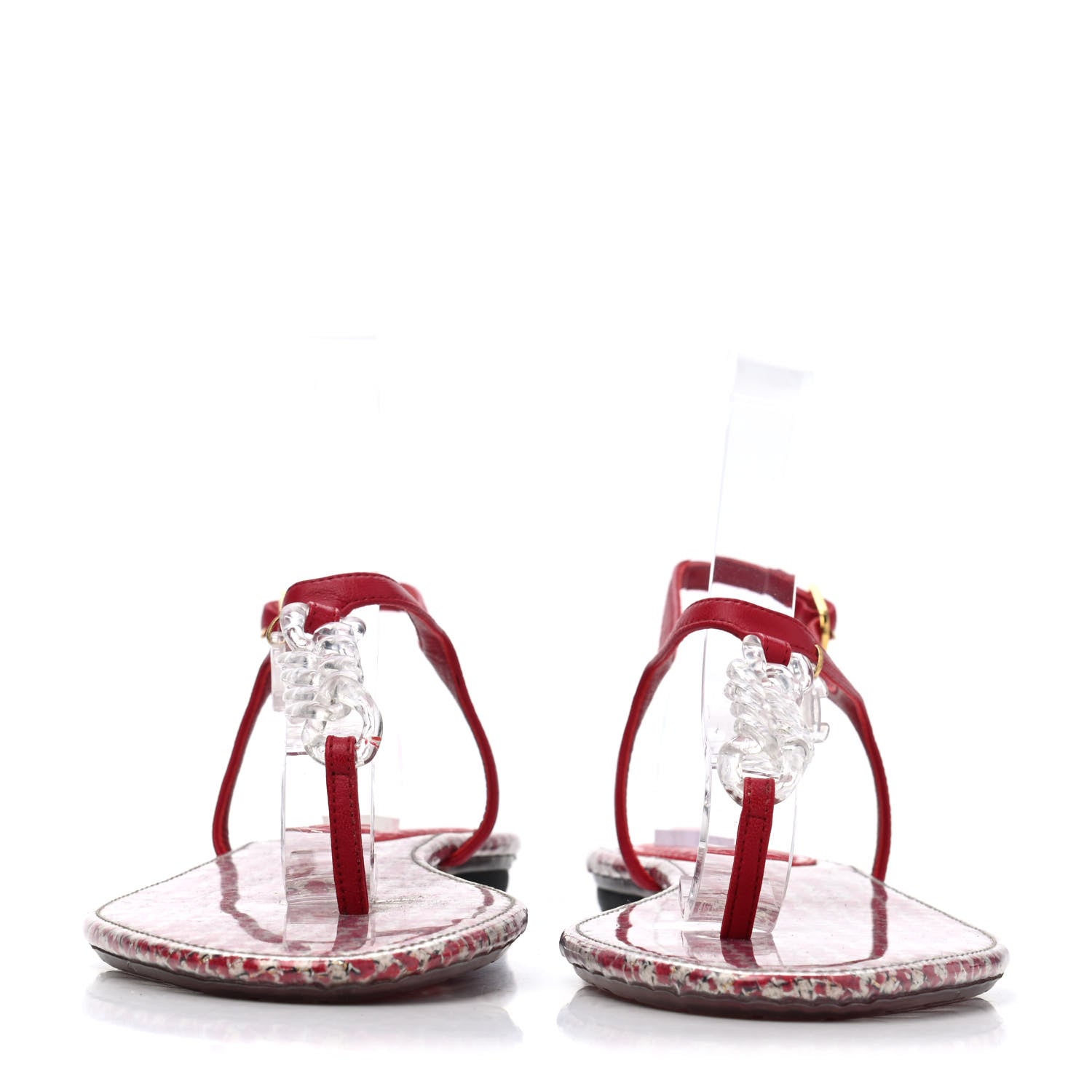 Chanel PVC Tweed CC Thong Sandals 39 Red 2 of 4