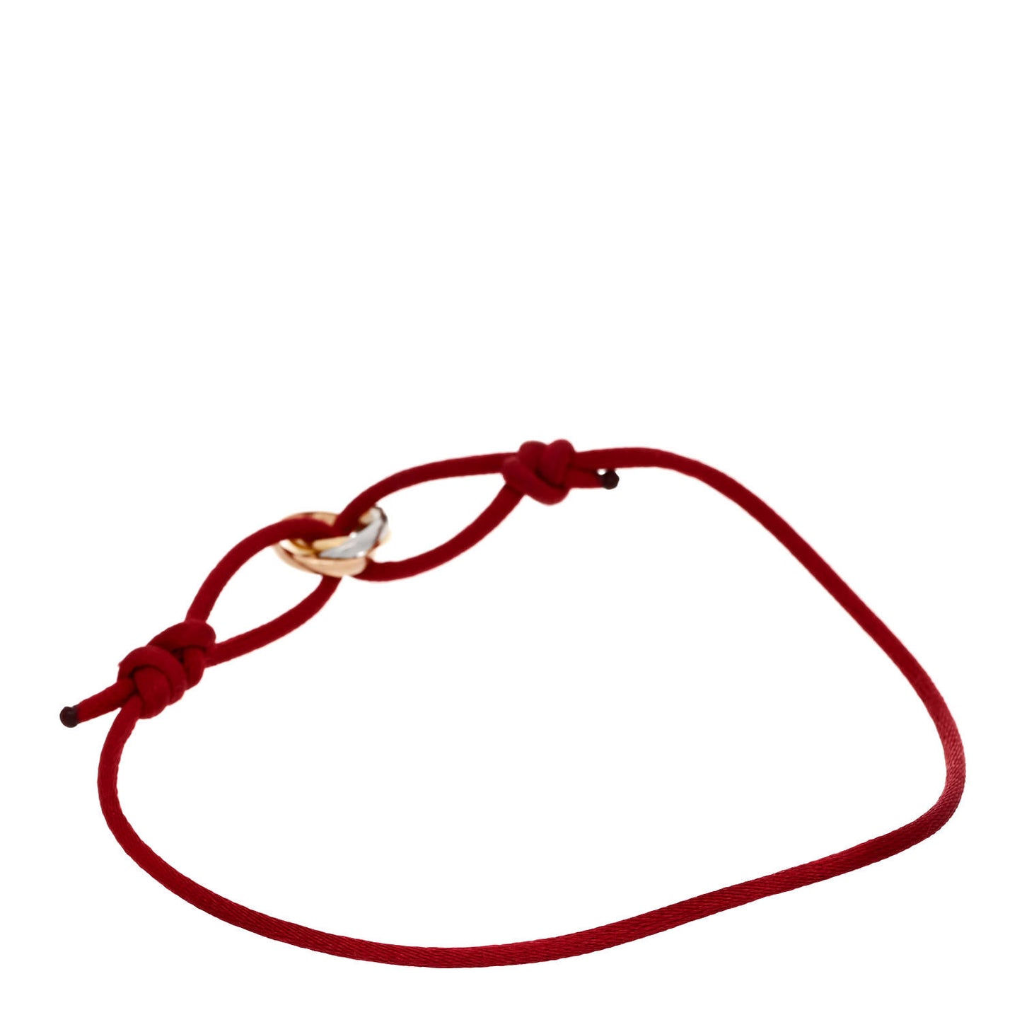 18K Pink Yellow White Gold Trinity Cord Bracelet Red