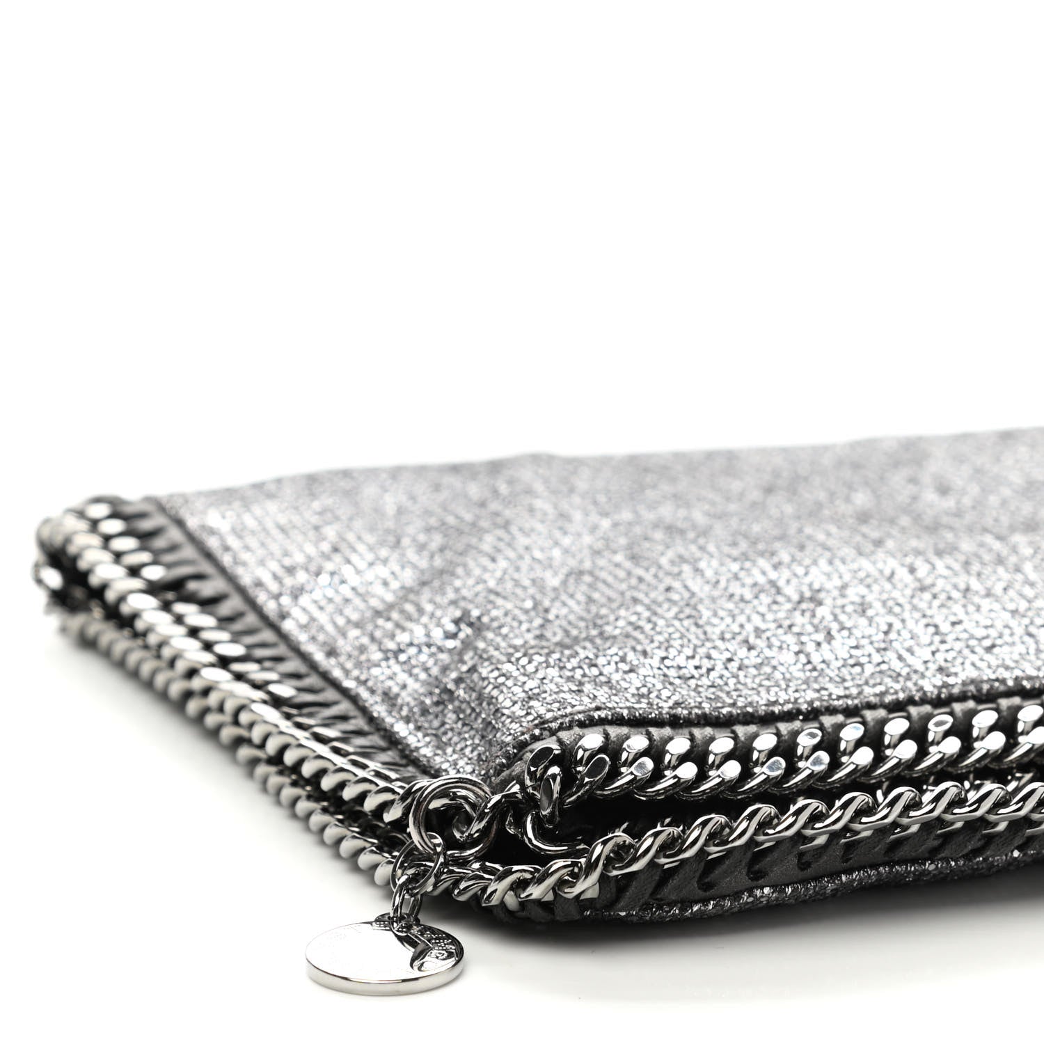 Stella McCartney Metallic Glitter Fold Over Falabella Clutch Silver 8 of 9