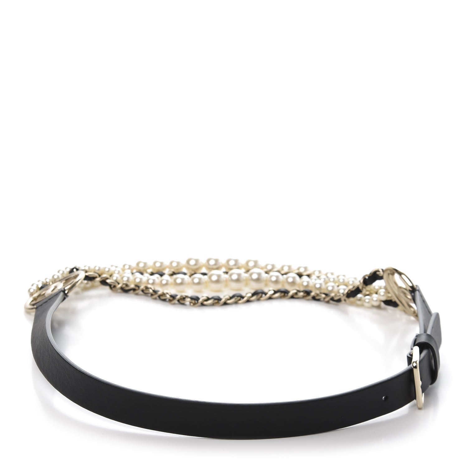 Chanel Calfskin CC Pearl Chain Belt 70 28 Black 3 of 9