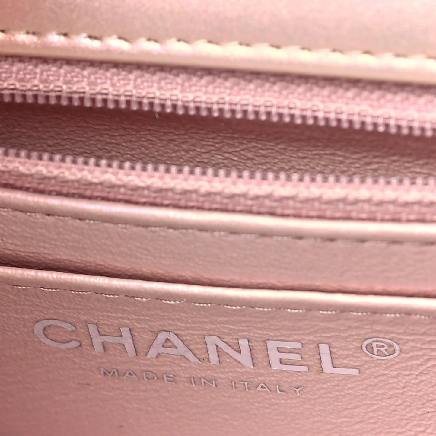Iridescent Calfskin Quilted Mini Square Flap Pink