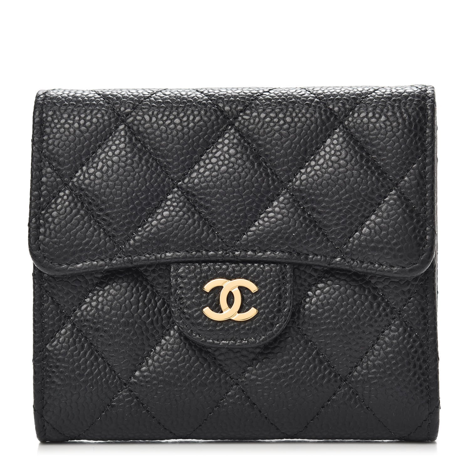 Chanel Caviar Quilted Compact Flap Wallet Black 1 of 9