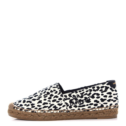 Saint Laurent Canvas Leopard Print Espadrilles 38 Latte Black 1 of 13