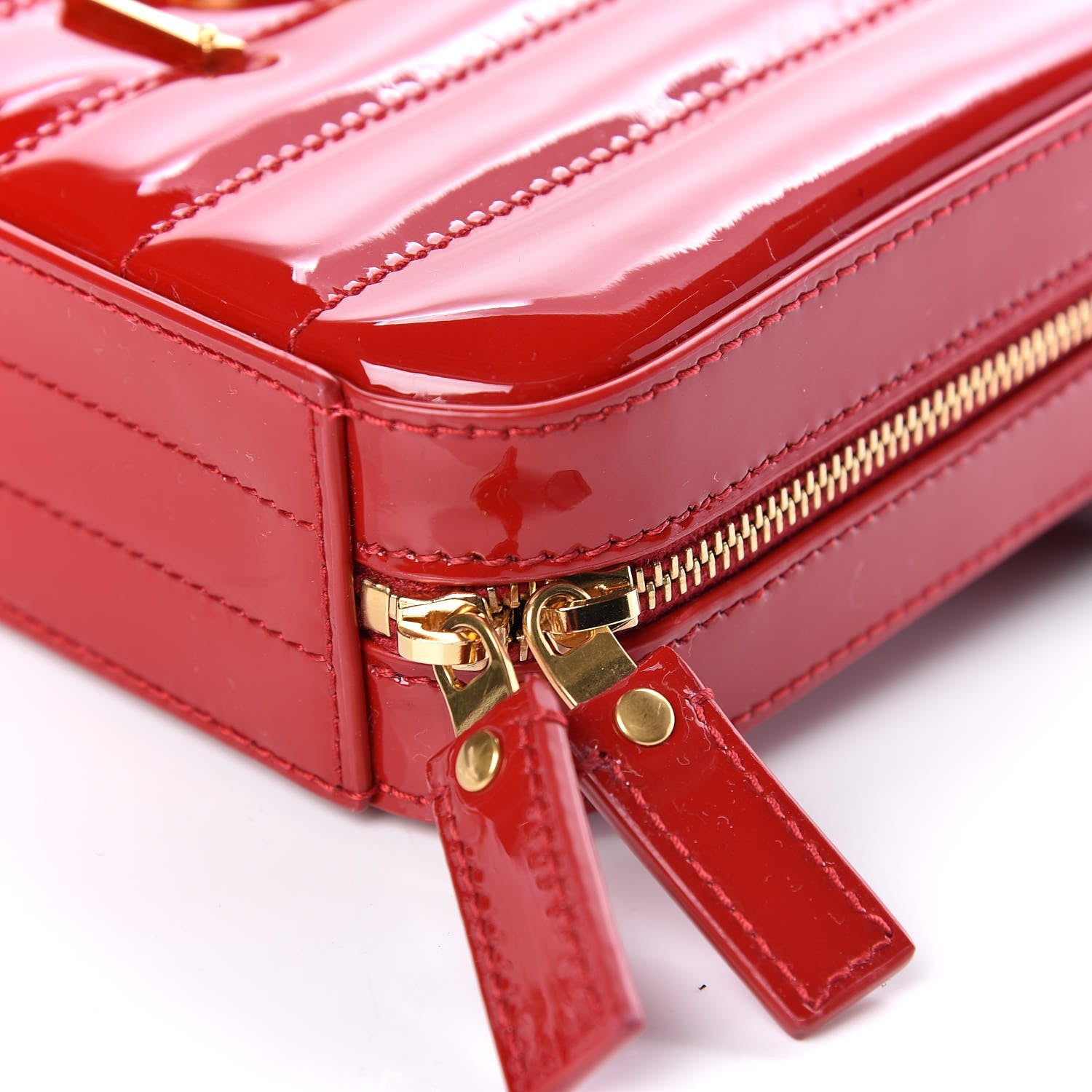 Saint Laurent Patent Matelasse Vicky Monogram Belt Bag Red 9 of 10