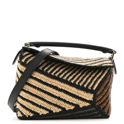 Loewe Raffia Calfskin Small Puzzle Bag Natural Honey Gold 1 of 10