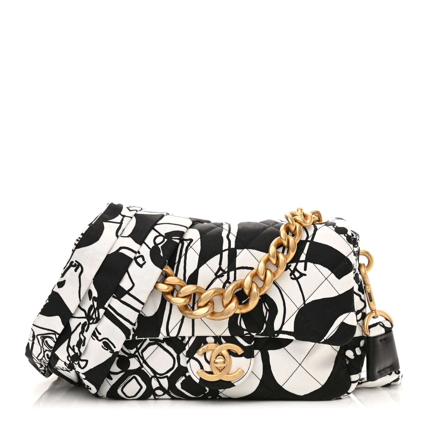 Canvas Printed Deer Coco Mini Single Flap Gray Black