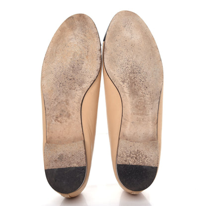 Chanel Lambskin Cap Toe CC Ballerina Flats 38.5 Beige Black 6 of 10