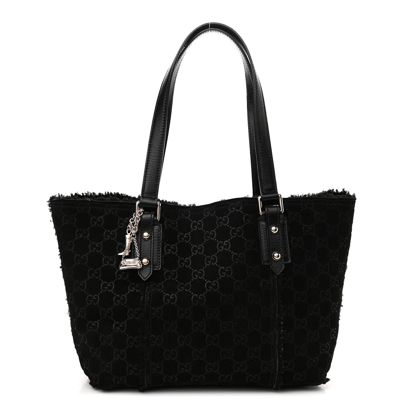 Monogram Suede Shearling Medium Jolicoeur Tote Black