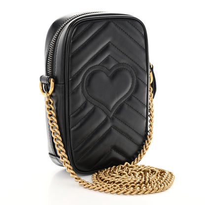 Gucci Calfskin Matelasse Mini GG Marmont Crossbody Bag Black 3 of 9