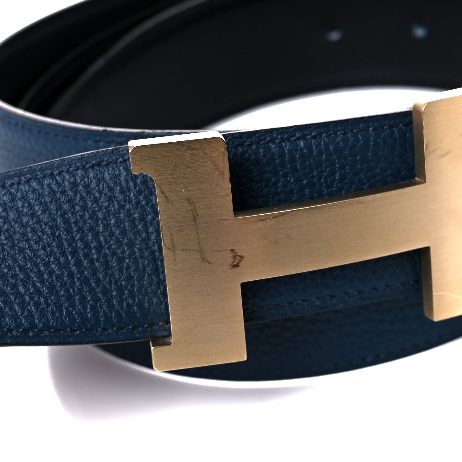 Hermes 135 Togo 38mm Constance H Belt 100 Black Bleu Ocean 5 of 6