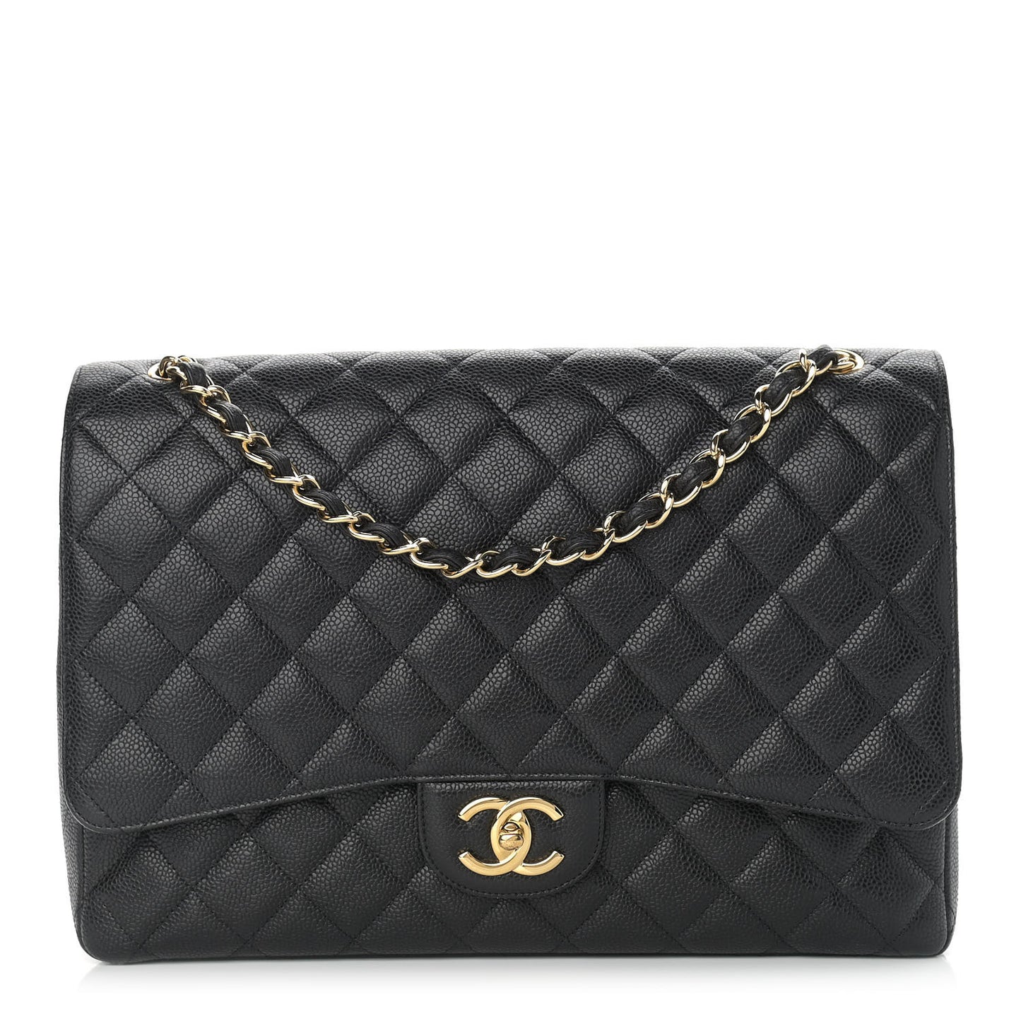 Caviar Quilted Maxi Double Flap Black