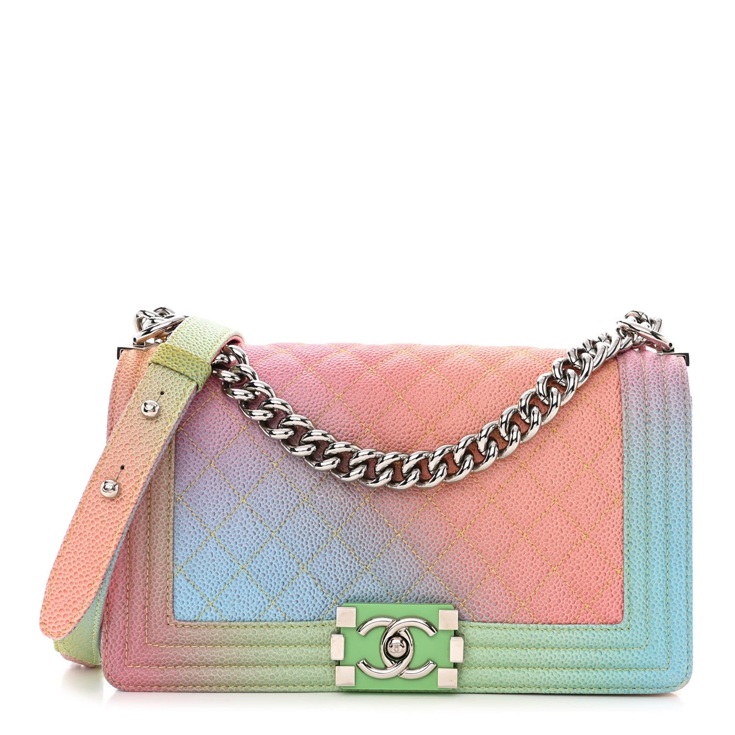Caviar Quilted Medium Cuba Rainbow Boy Flap Multicolor