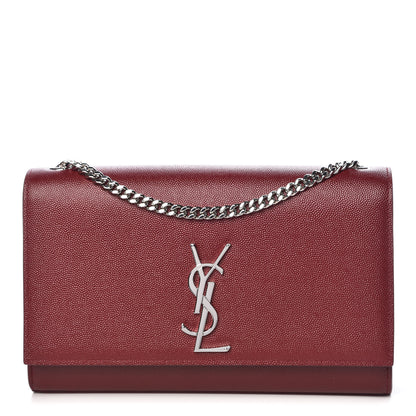 Saint Laurent Grain De Poudre Medium Monogram Kate Satchel Dark Red 1 of 10