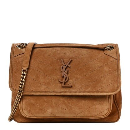 Saint Laurent Suede Monogram Medium Niki Chain Satchel Cinnamon 1 of 12