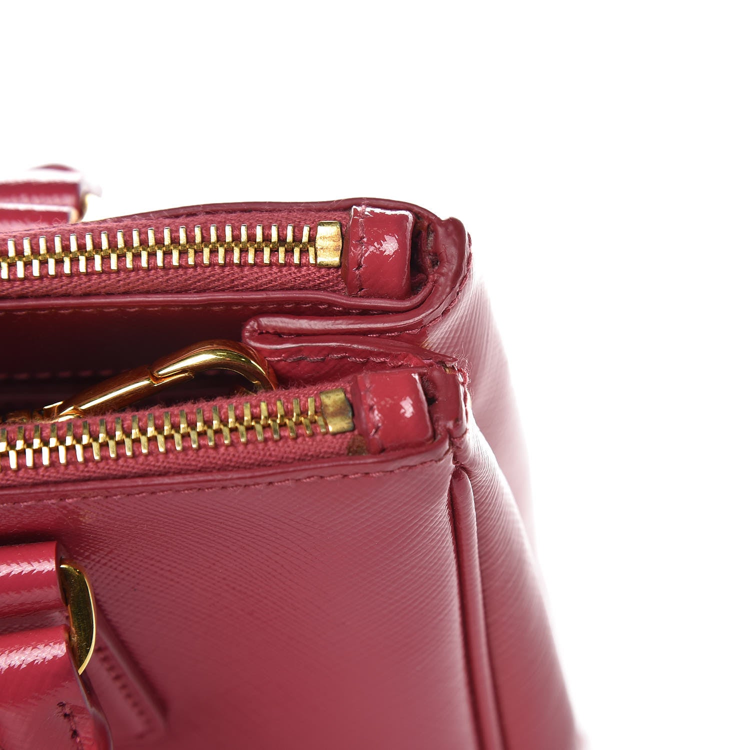 Prada Saffiano Vernice Mini Galleria Double Zip Tote Peonia 10 of 14