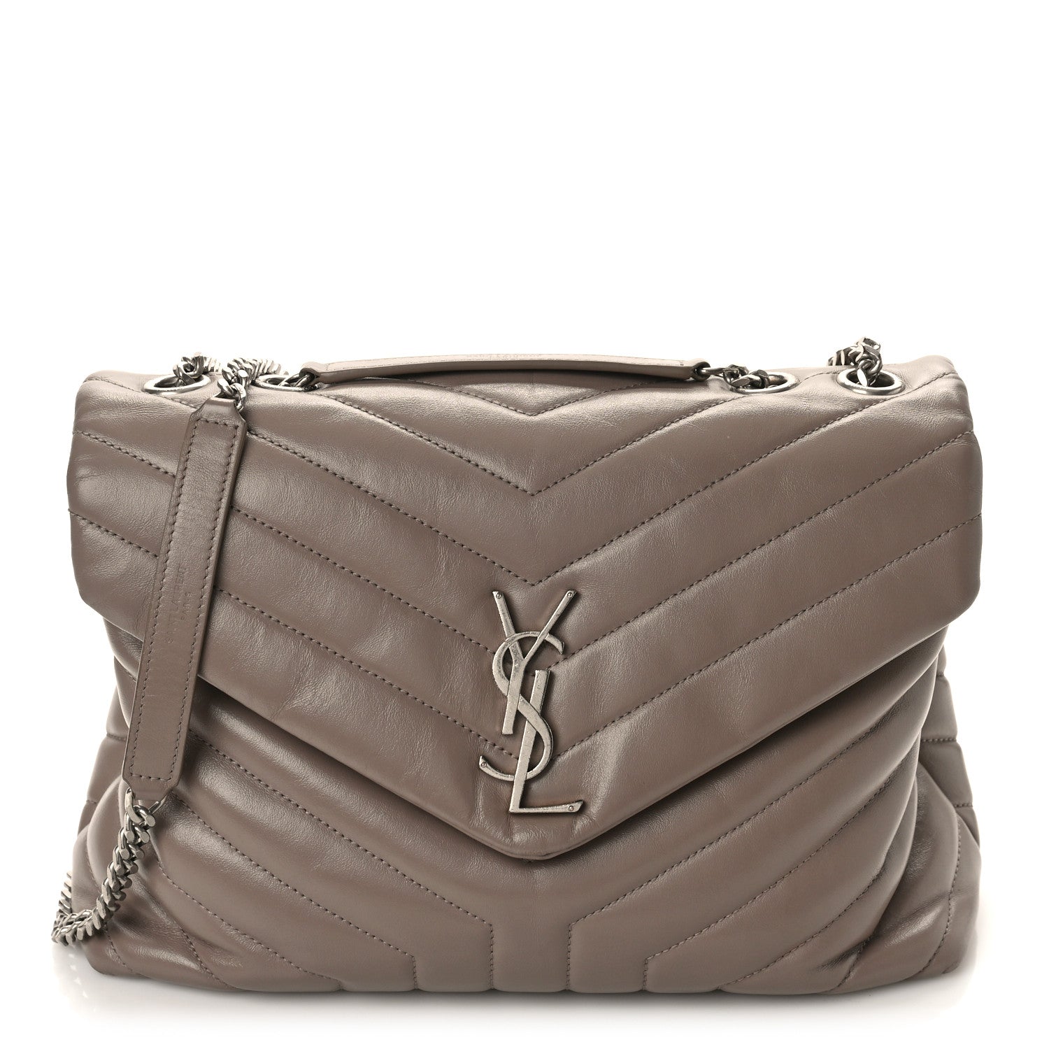 Saint Laurent Calfskin Y Quilted Monogram Medium Loulou Chain Satchel Taupe 1 of 8