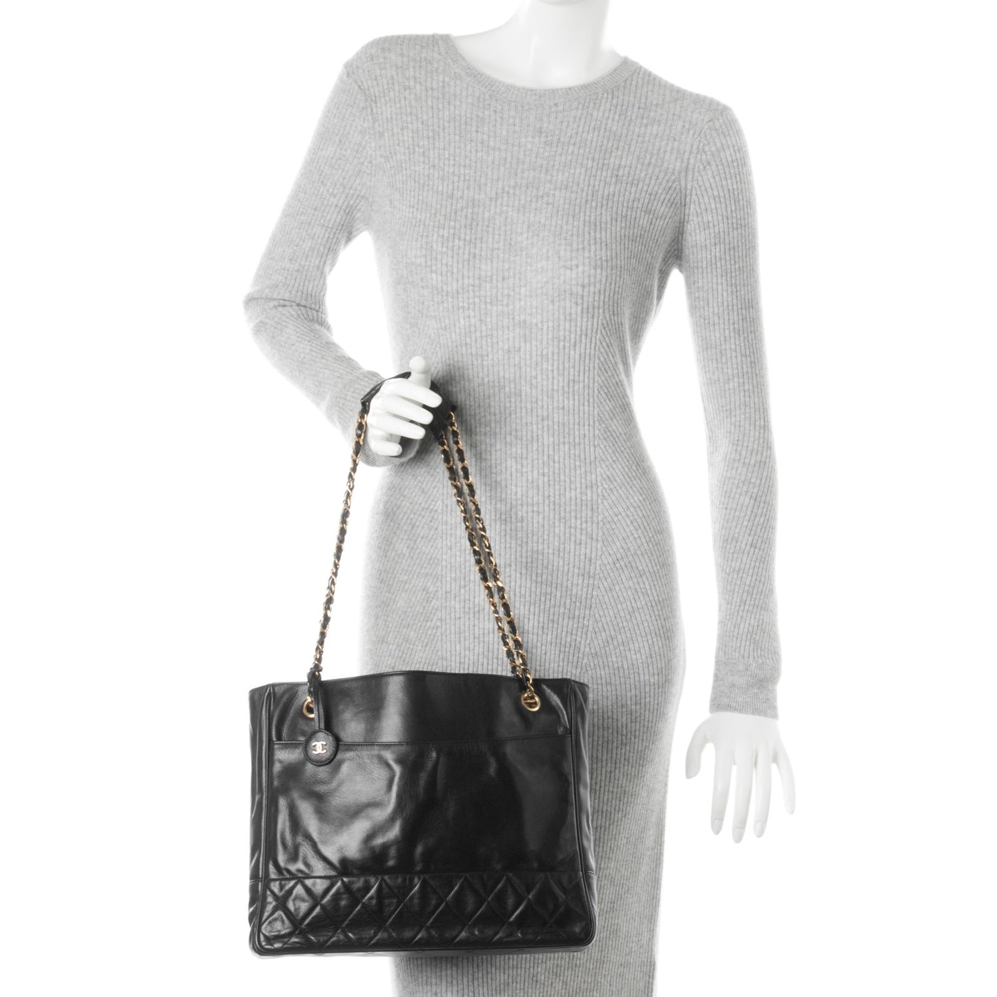 Lambskin Shopping Tote Navy