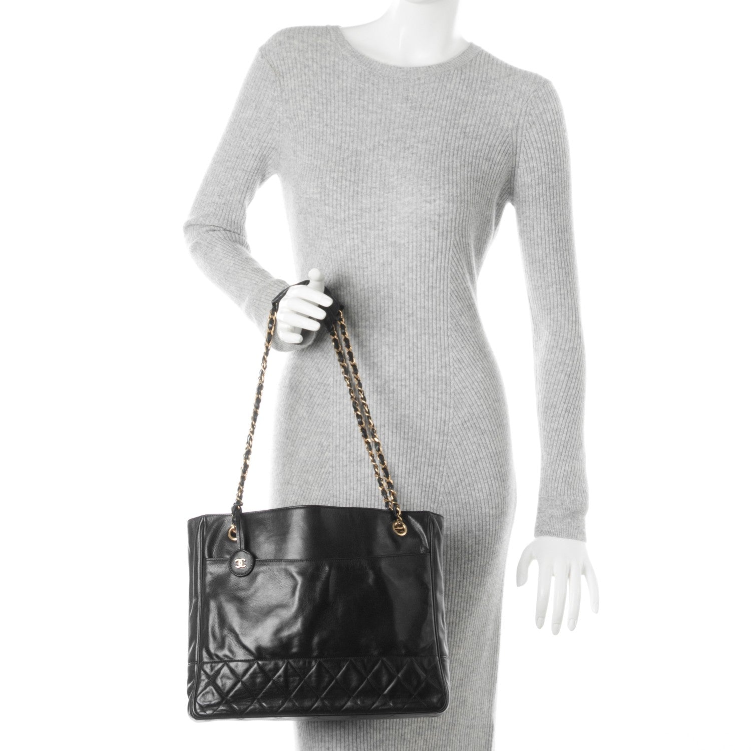 Chanel Lambskin Shopping Tote Navy 2 of 10