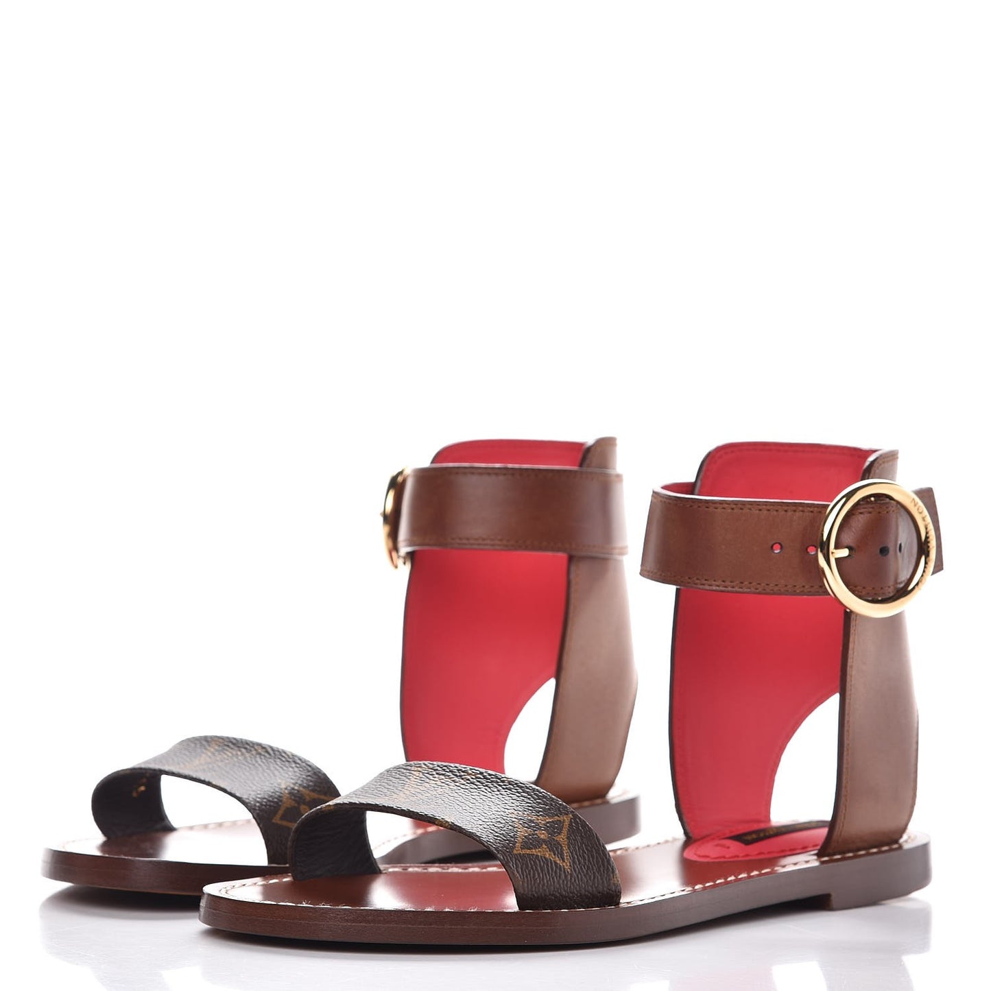 Calfskin Monogram Ocean Drive Flat Sandals 36 Cognac