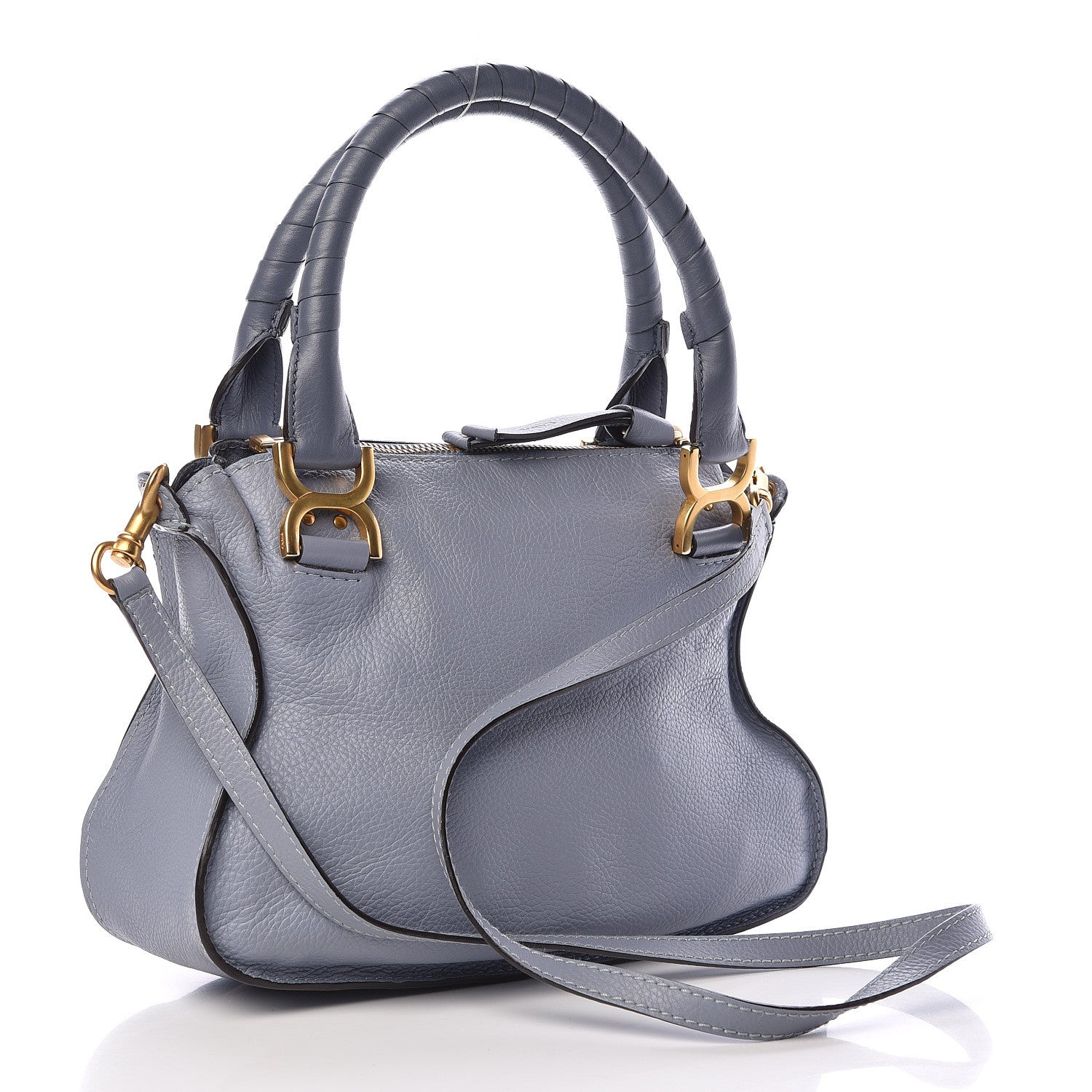 Chloe Calfskin Small Marcie Satchel Washed Blue 3 of 12