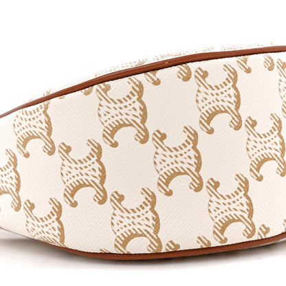 Celine Canvas Calfskin Ava Triomphe Shoulder Bag White 9 of 12