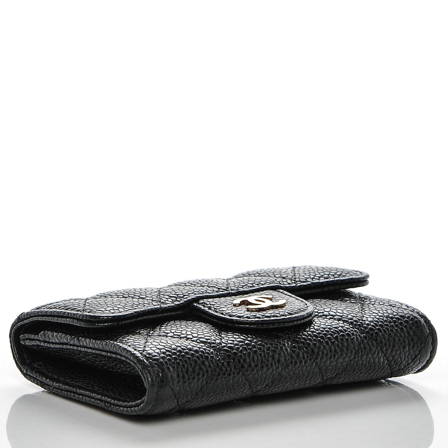 Caviar Quilted Flap Card Holder Black