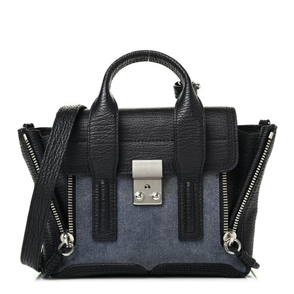 3.1 Phillip Lim Textured Calfskin Denim Mini Pashli Satchel Black 1 of 4