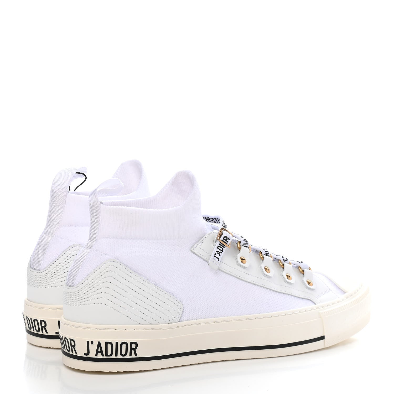 Christian Dior Technical Knit Calfskin Womens Walk'N'Dior High Top Sneakers 39.5 White 3 of 9