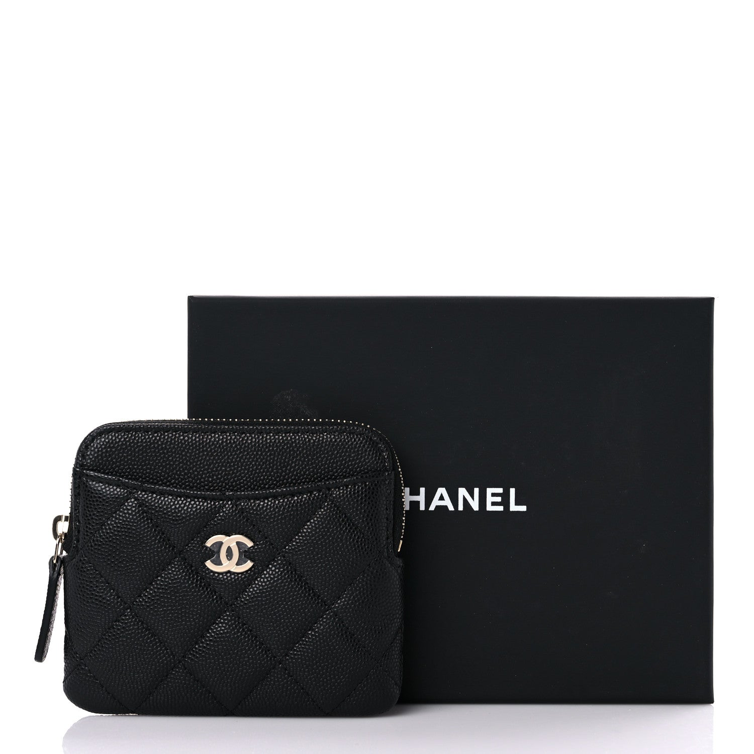 Chanel Caviar Quilted Zip Card Holder Wallet Black 8 of 8