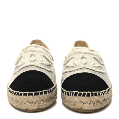 Chanel Linen CC Espadrilles 40 Beige Black 2 of 10