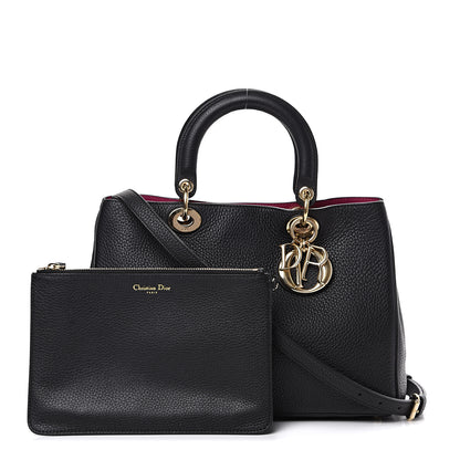 Christian Dior Bullcalf Medium Diorissimo Tote Black Rose Indien 1 of 14