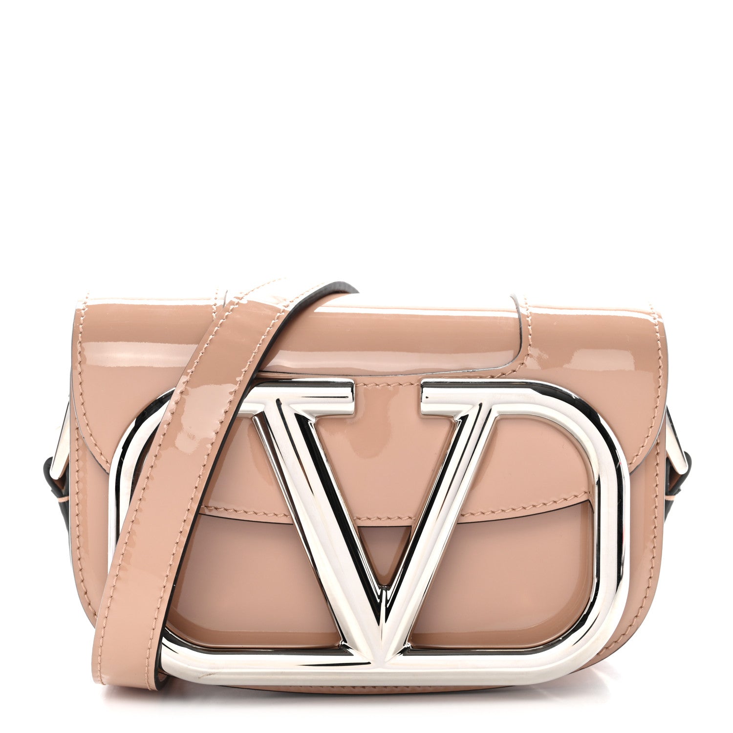 Valentino Garavani Patent Small Supervee Crossbody Bag Rose Cannelle 1 of 10