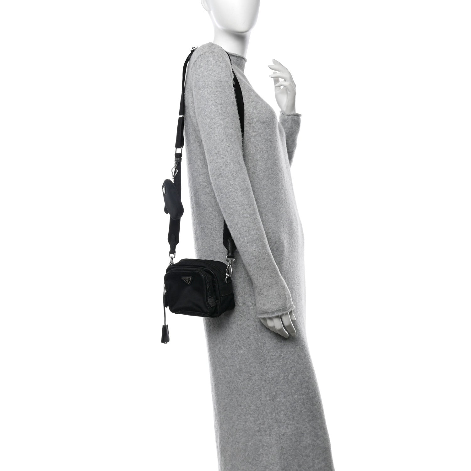 Prada Tessuto Nylon Saffiano Re-Edition 2005 Camera Shoulder Bag Black 2 of 11