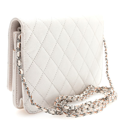 Chanel Iridescent Caviar Quilted Golden Class Wallet On Chain WOC White 3 of 9