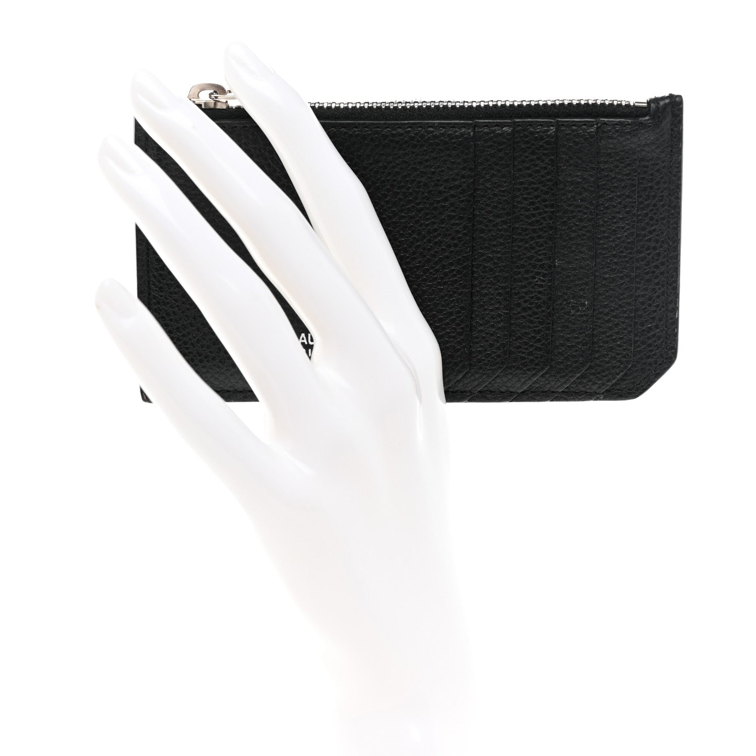 Saint Laurent Grained Calfskin 5 Fragments Zip Pouch Card Holder Black 4 of 9