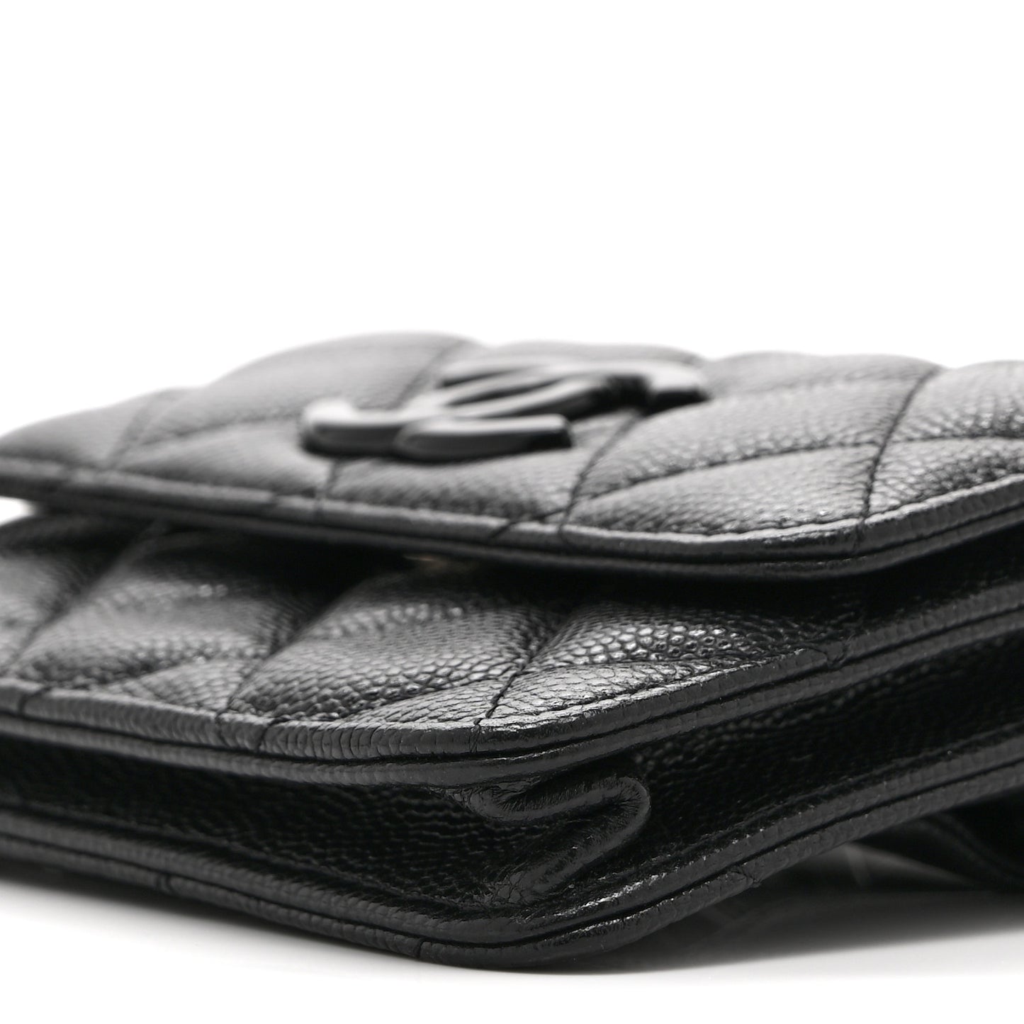 Caviar Quilted My Everything Belt Flap Card Holder Black