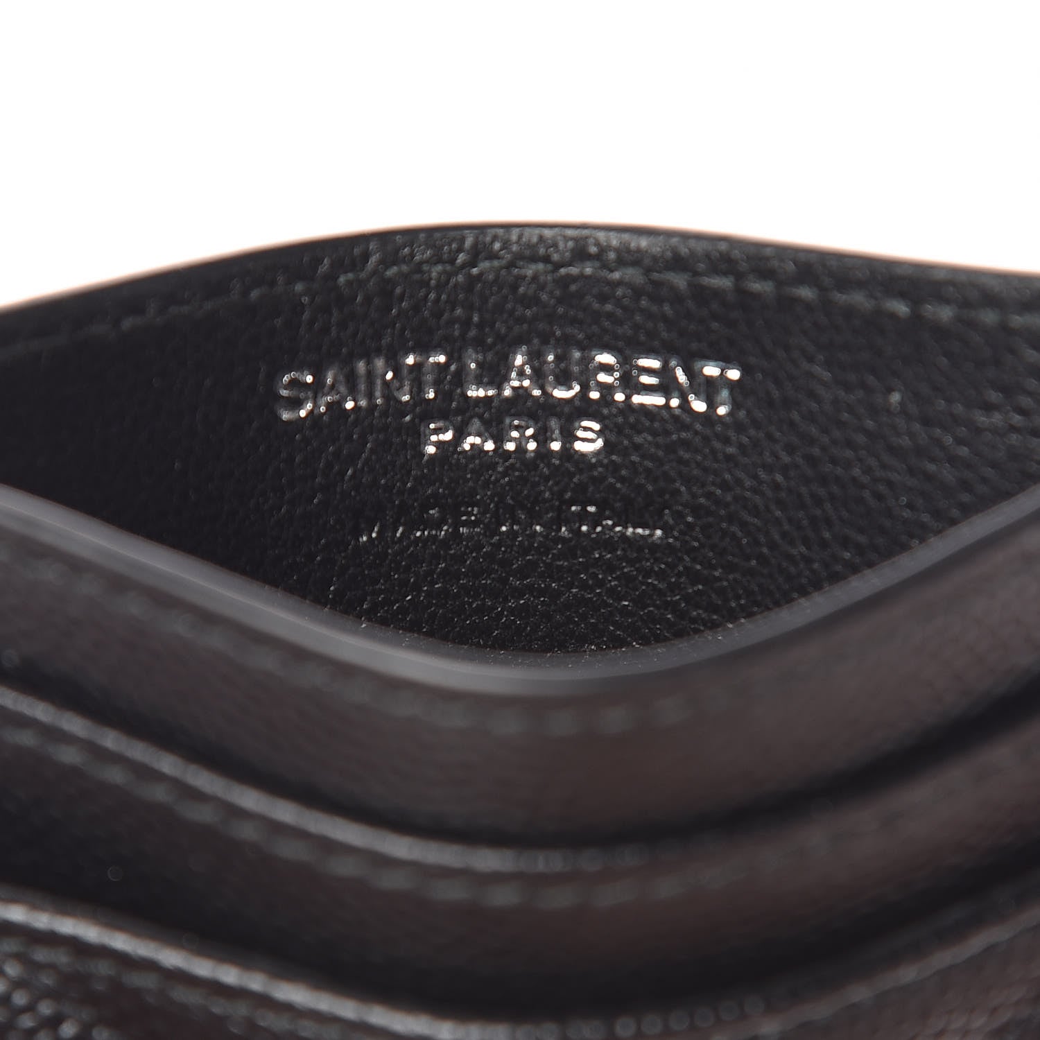 Saint Laurent Grain De Poudre Matelasse Chevron Monogram Credit Card Case Black 6 of 7