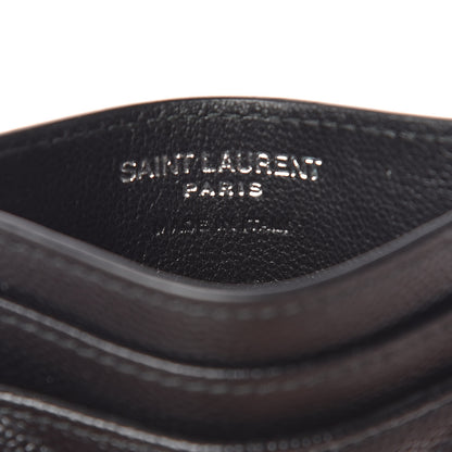 Saint Laurent Grain De Poudre Matelasse Chevron Monogram Credit Card Case Black 6 of 7