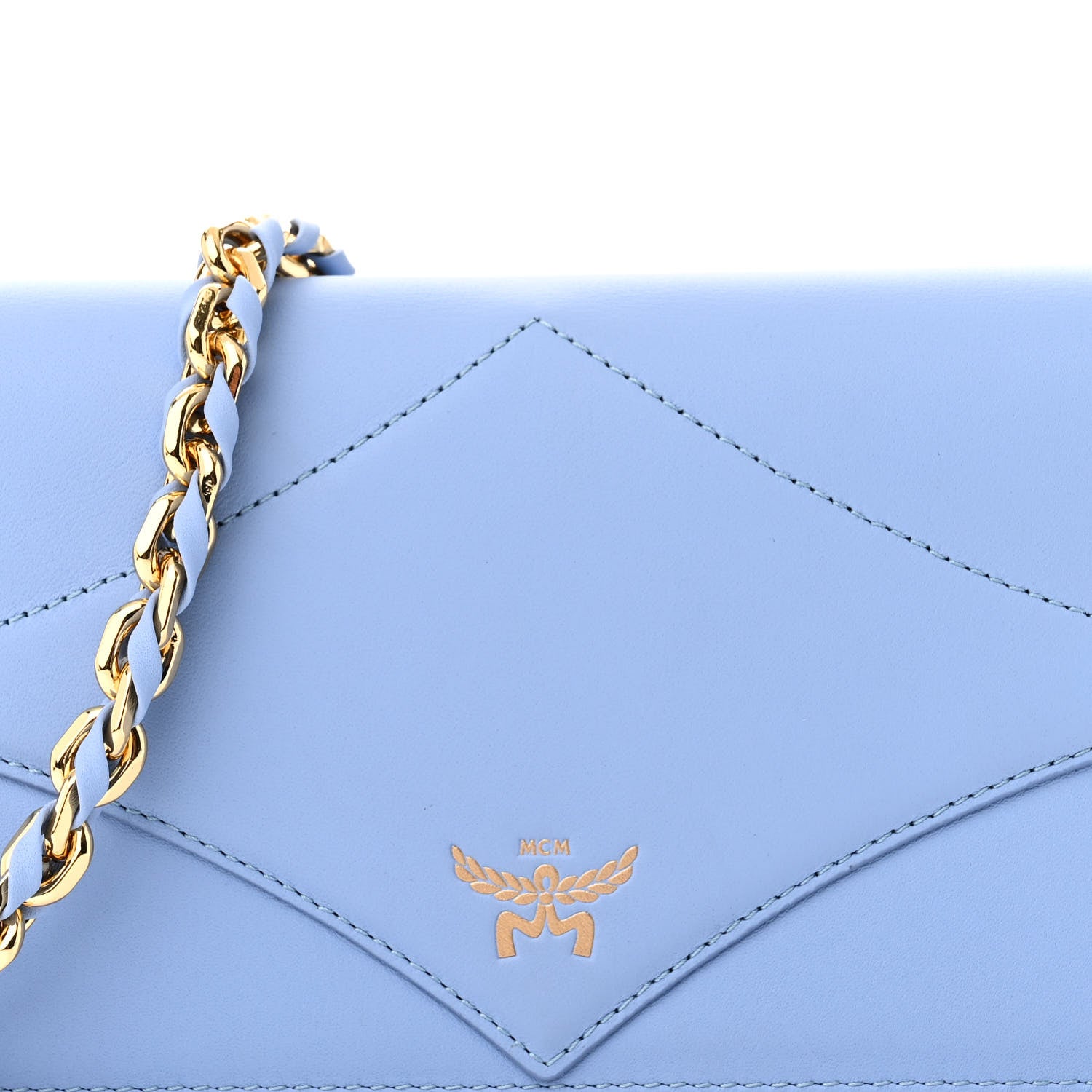 MCM Calfskin Large Diamond Wallet On Chain Blue 7 of 9