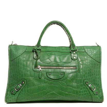 Balenciaga Crocodile Work Bag Green 1 of 12