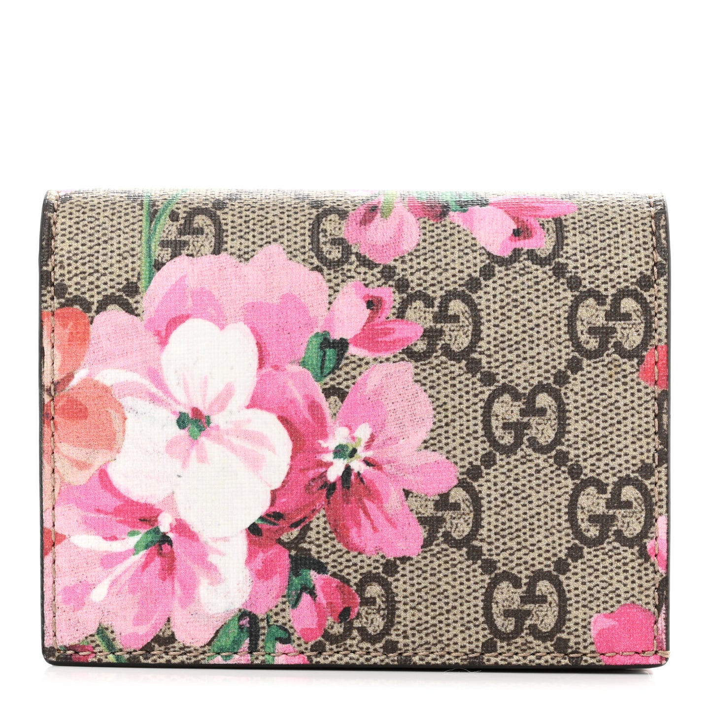 GG Supreme Monogram Blooms Card Case Beige Multicolor Dry Rose