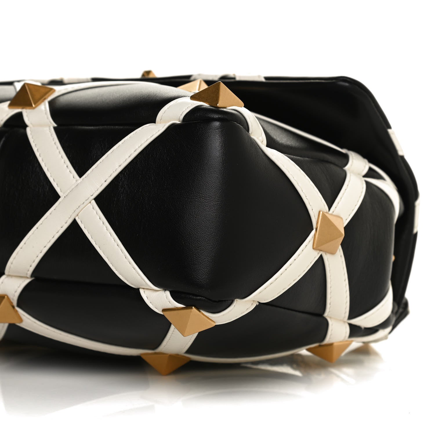 Valentino Garavani Nappa Large Roman Stud Shoulder Bag Black White 10 of 10