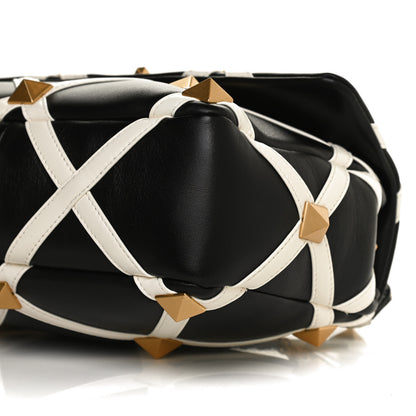 Valentino Garavani Nappa Large Roman Stud Shoulder Bag Black White 10 of 10