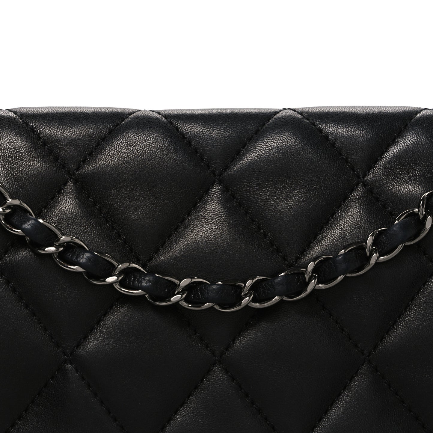 Lambskin Quilted Jumbo 3 Flap Black