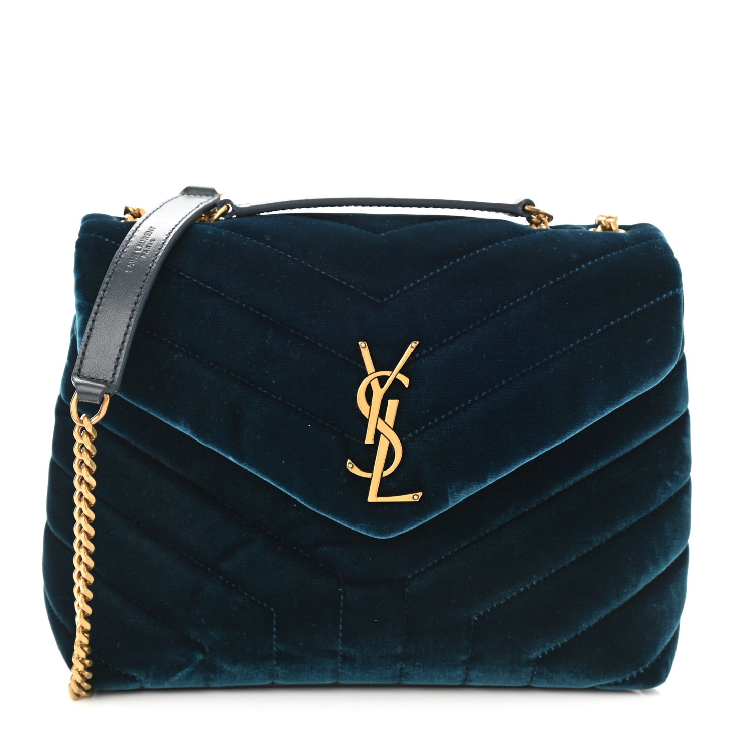 Velvet Y Quilted Monogram Small Loulou Chain Satchel Medium Blue