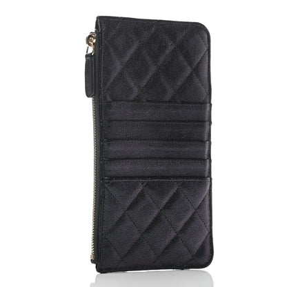 Chanel Iridescent Caviar Quilted Classic Flat Wallet Pouch Black 3 of 7