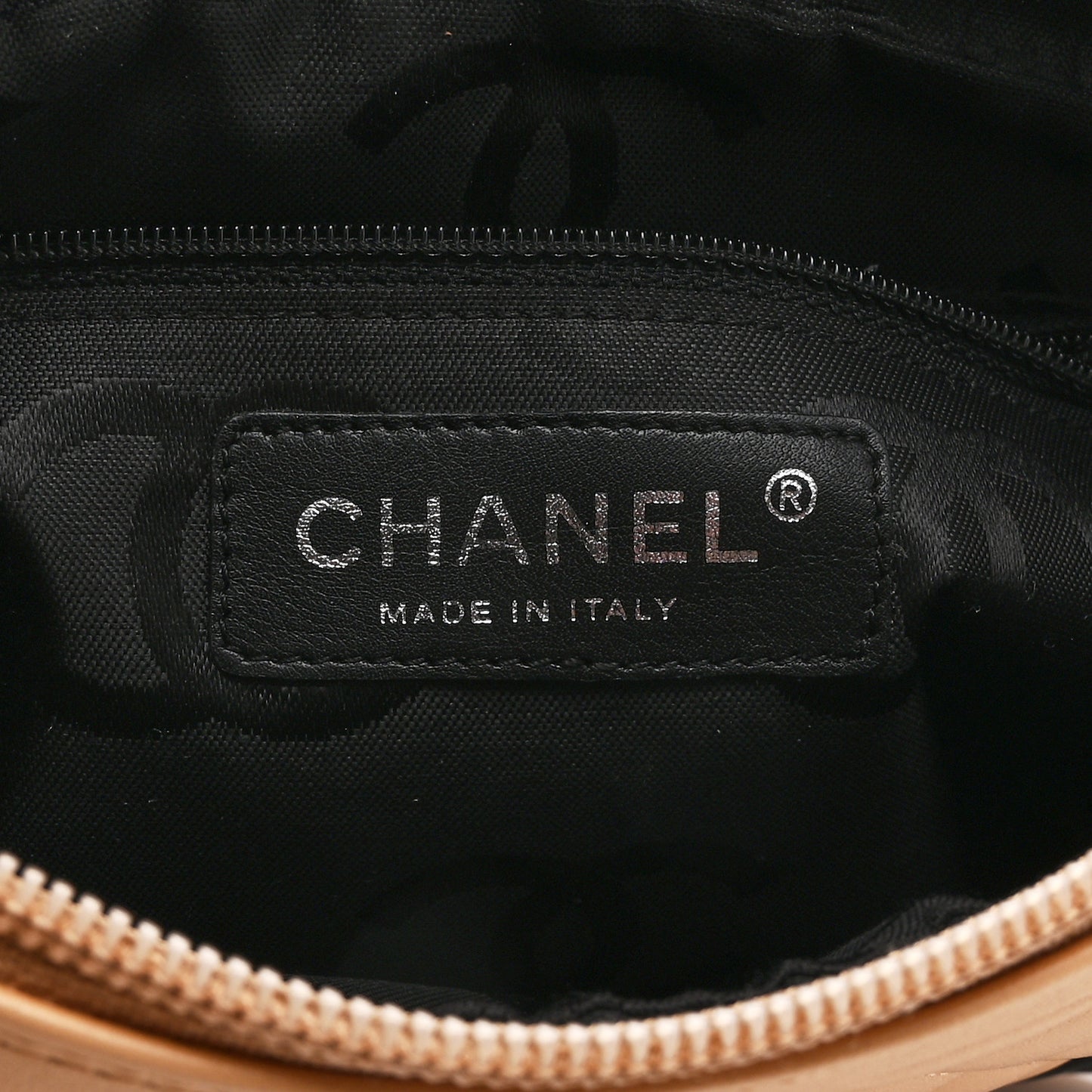 Calfskin Quilted Cambon Pochette Beige Black