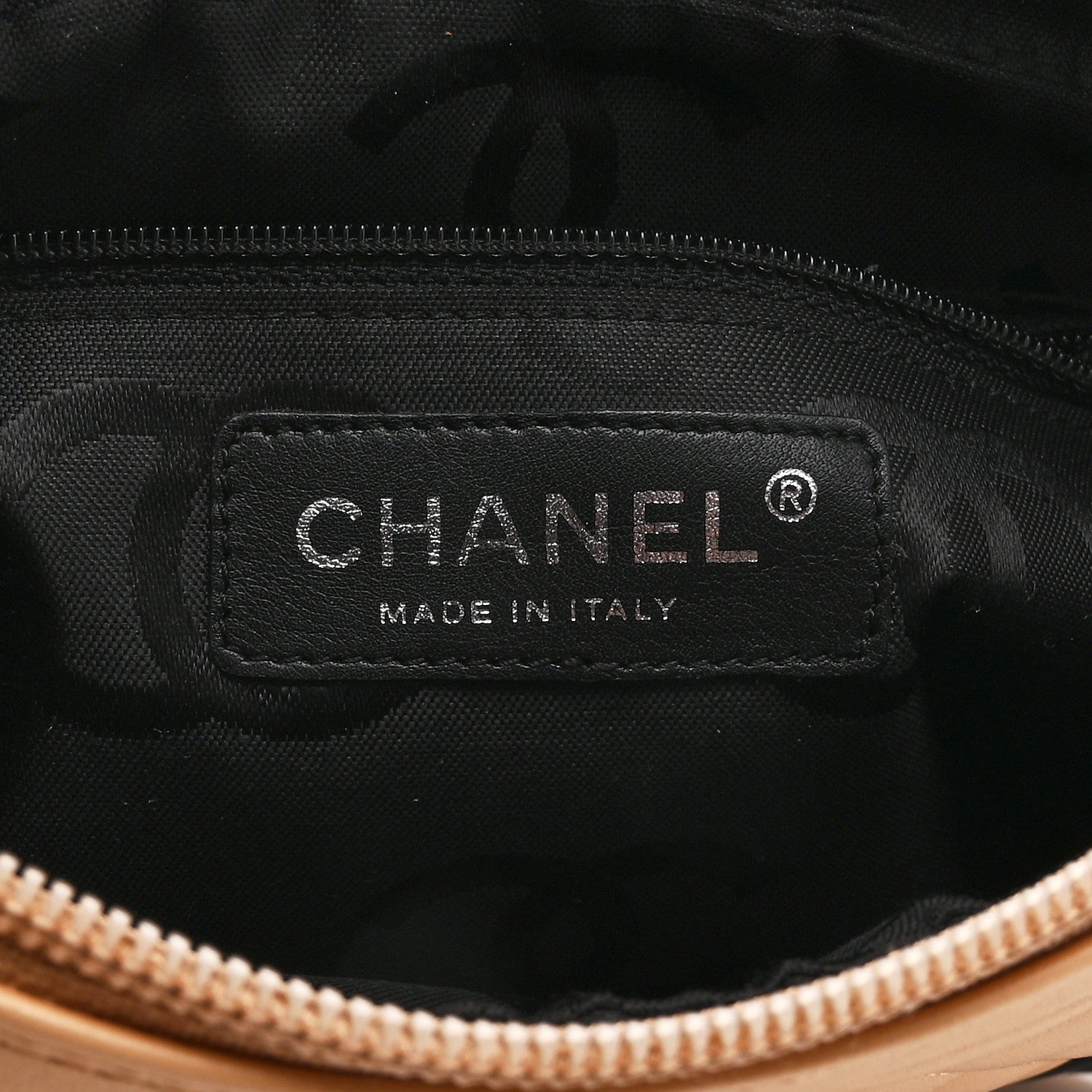 Chanel Calfskin Quilted Cambon Pochette Beige Black 6 of 10